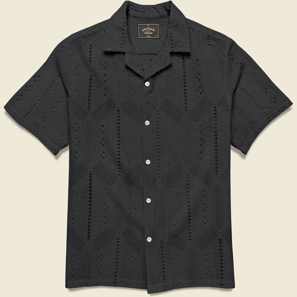 Portuguese Flannel - Sofa Towel Embroidered Shirt - Black